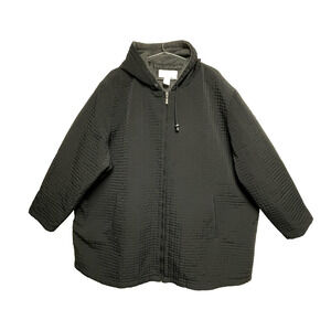 Willow Lane Women’s Black Hooded Quilted Mid Length Coat Jacket - Size 4X